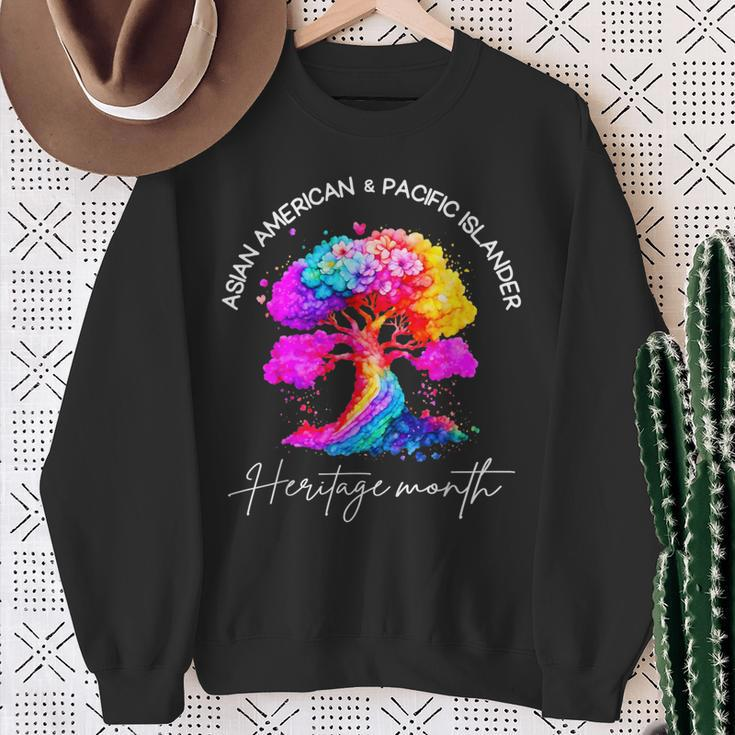 Asian American Pacific Islander Heritage Colorful Tree Sweatshirt Gifts for Old Women