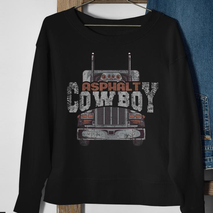 Asphalt Cowboy Cool Truck Driver Trucker Sweatshirt Gifts for Old Women