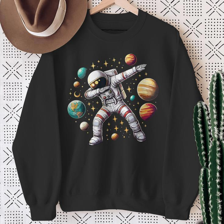 Astronaut Dabbing In Space Cosmic Galaxy Adventure Sweatshirt Gifts for Old Women