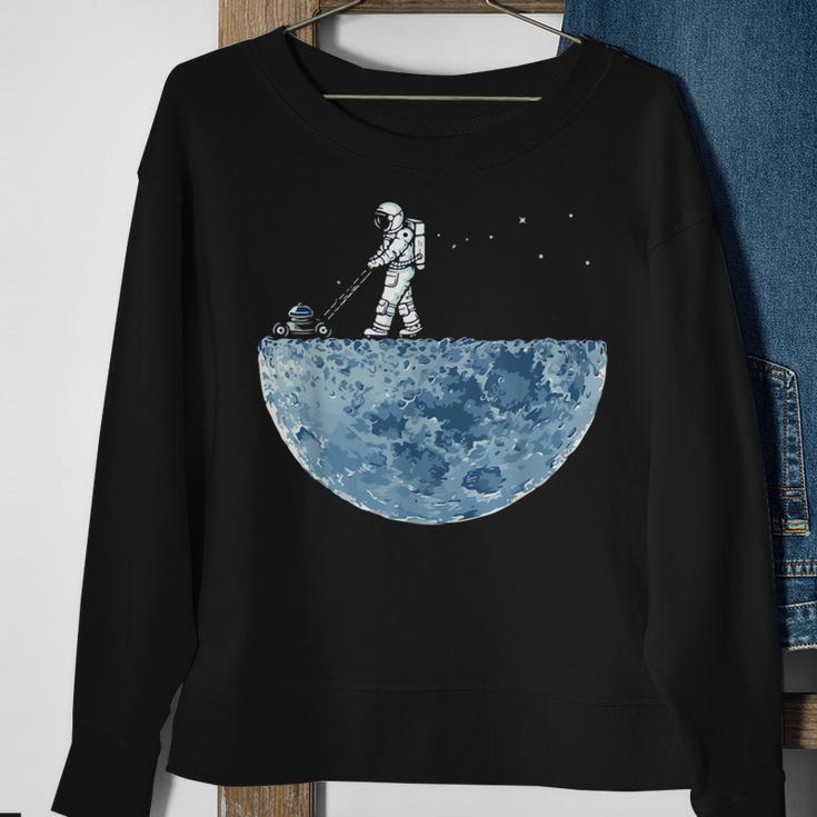 Astronaut Mowing The Moon Lawn Sweatshirt Gifts for Old Women