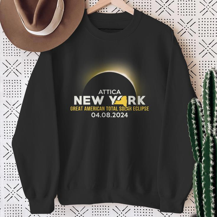 Attica Ny New York Total Solar Eclipse 2024 Sweatshirt Gifts for Old Women