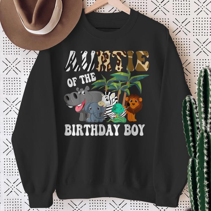 Auntie Of The Birthday Boy Zoo Bday Safari Celebration Sweatshirt Gifts for Old Women