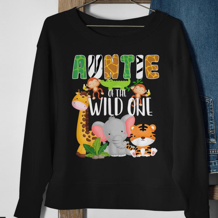 Auntie Of The Wild One Zoo Theme Birthday Safari Animals Sweatshirt Gifts for Old Women