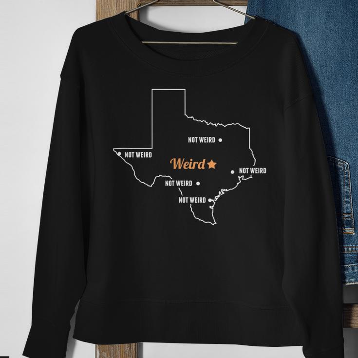 Austin Stay Weird Texas State Map And Sweatshirt Gifts for Old Women