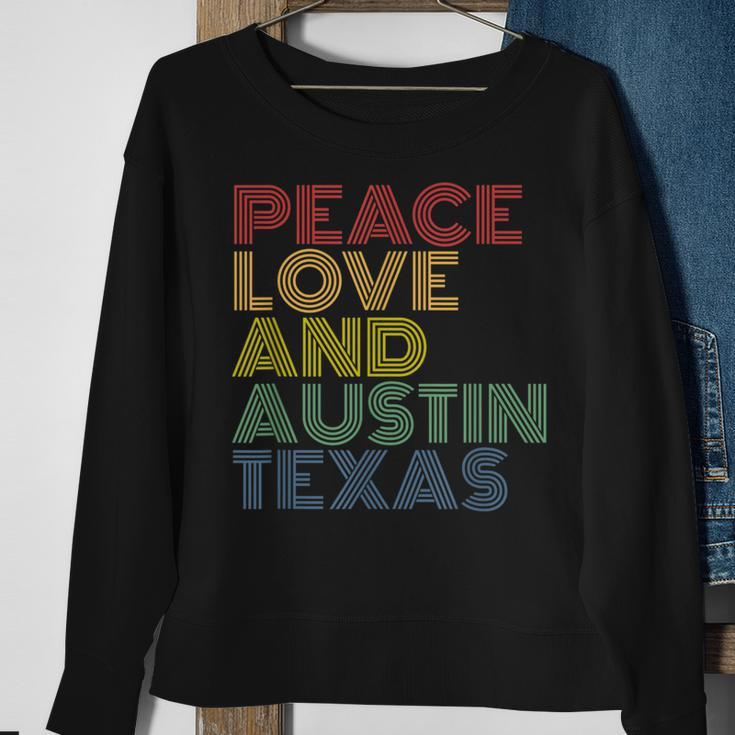 Austin Texas Peace Love Sweatshirt Gifts for Old Women