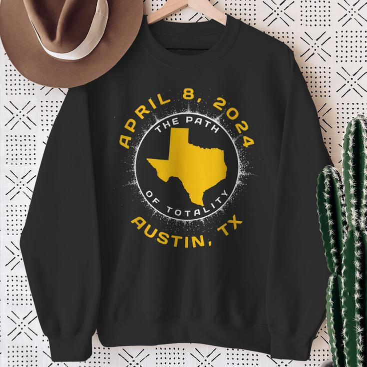 Austin Texas Solar Eclipse April 8 2024 Totality Sweatshirt Gifts for Old Women