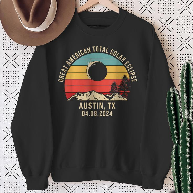 Austin Tx Texas Total Solar Eclipse 2024 Sweatshirt Gifts for Old Women