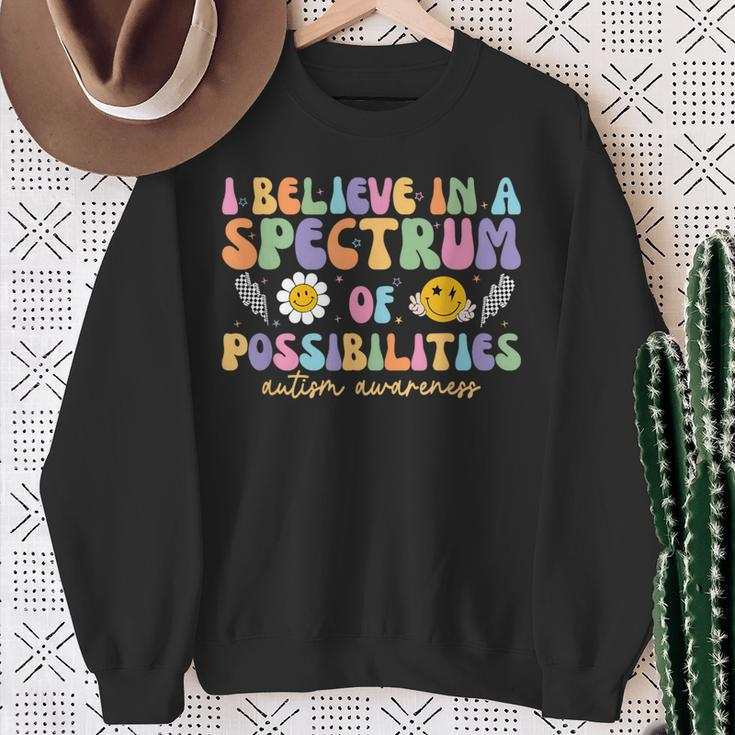 Autism Awareness I Believe In A Spectrum Of Possibilities Sweatshirt Gifts for Old Women