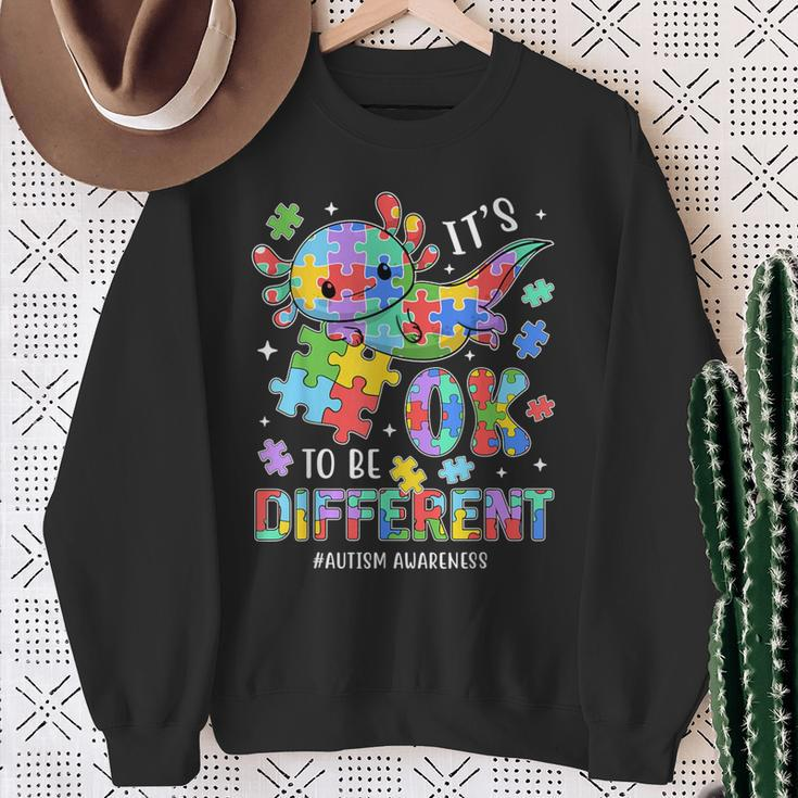 Autism Awareness Cute Axolotl It's Ok To Be Different Sweatshirt Gifts for Old Women