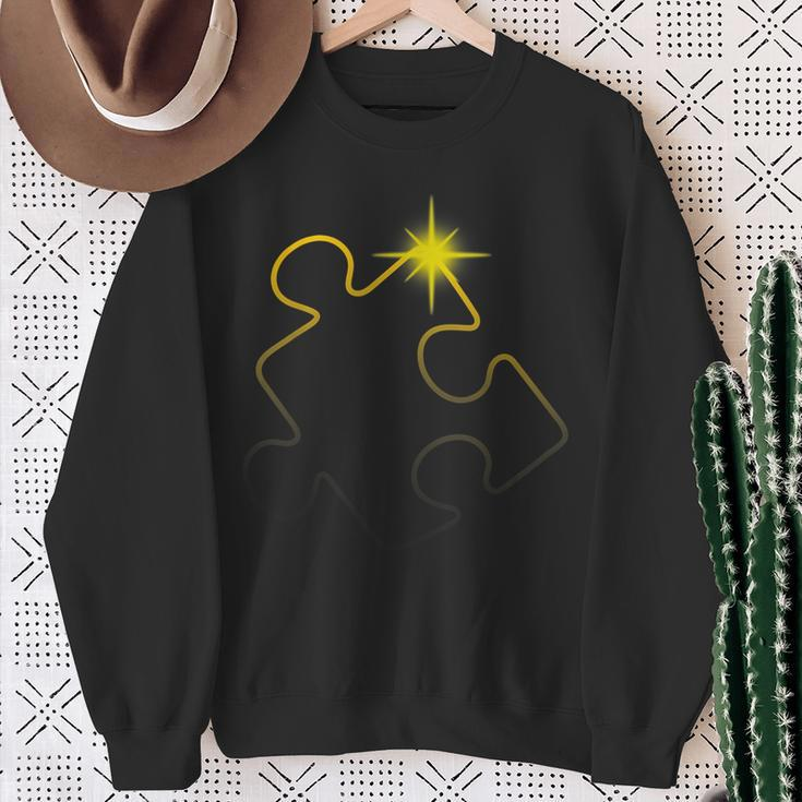 Autism Awareness Puzzle Piece Total Solar Eclipse 2024 Sweatshirt Gifts for Old Women