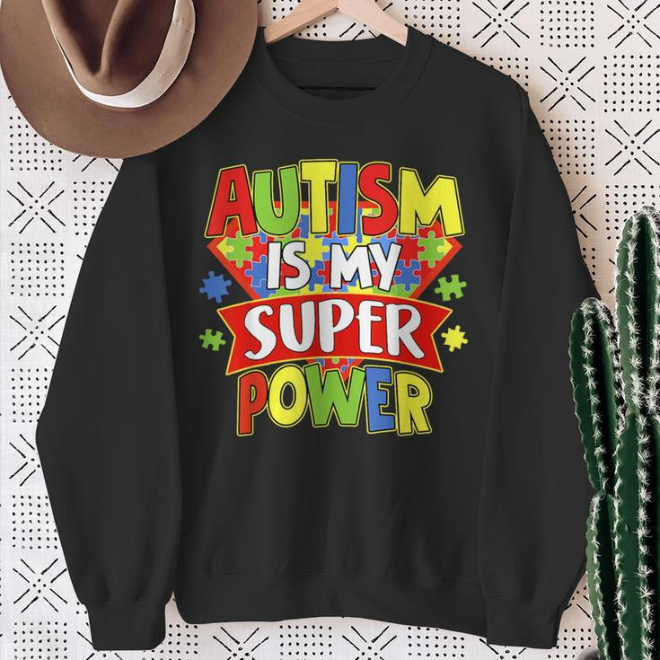 Autism Is My Super Power Autism Awareness Day Boys Toddlers Sweatshirt Gifts for Old Women