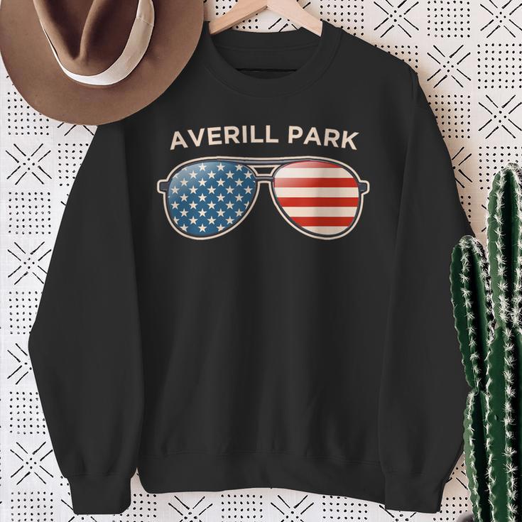 Averill Park Ny Vintage Us Flag Sunglasses Sweatshirt Gifts for Old Women