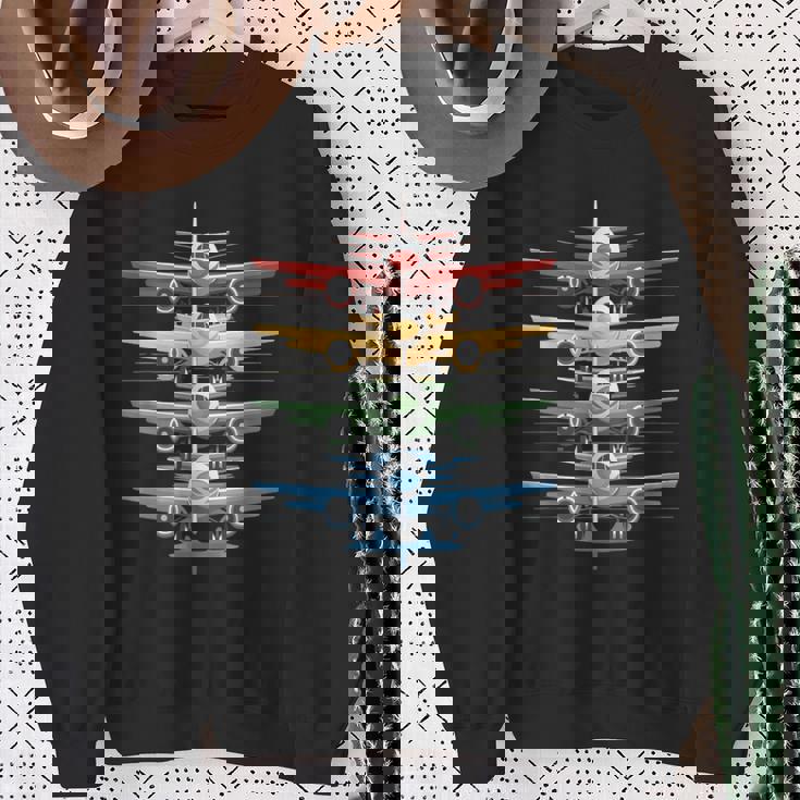 Aviation Airplane Flying Airline Colorful Enthusiast Pilot Sweatshirt Gifts for Old Women