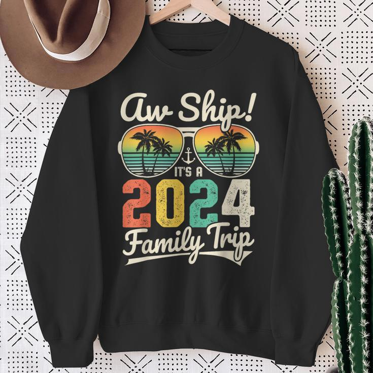 Aw Ship It's A 2024 Family Trip Family Cruise Vintage Sweatshirt Gifts for Old Women