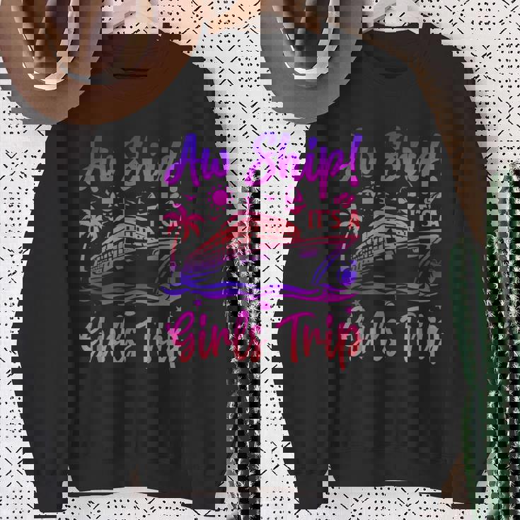 Aw Ship It's A Girls Trip Cruise 2024 Vacation Matching Sweatshirt Gifts for Old Women