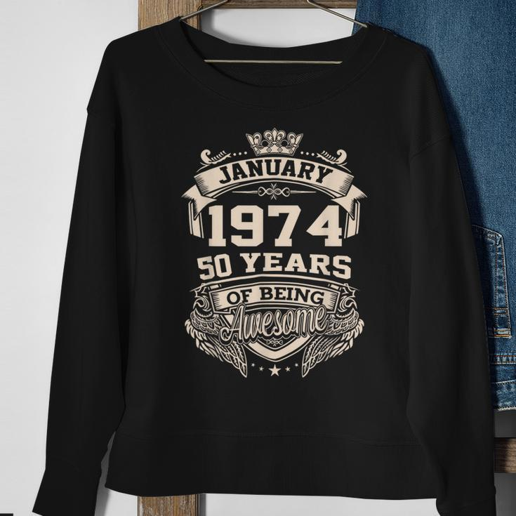 Awesome Since January 1974 50 Years Old Happy 50Th Birthday Sweatshirt Gifts for Old Women