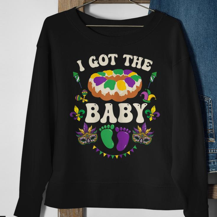 I Got The Baby Pregnancy Announcement Mardi Gras Sweatshirt Gifts for Old Women