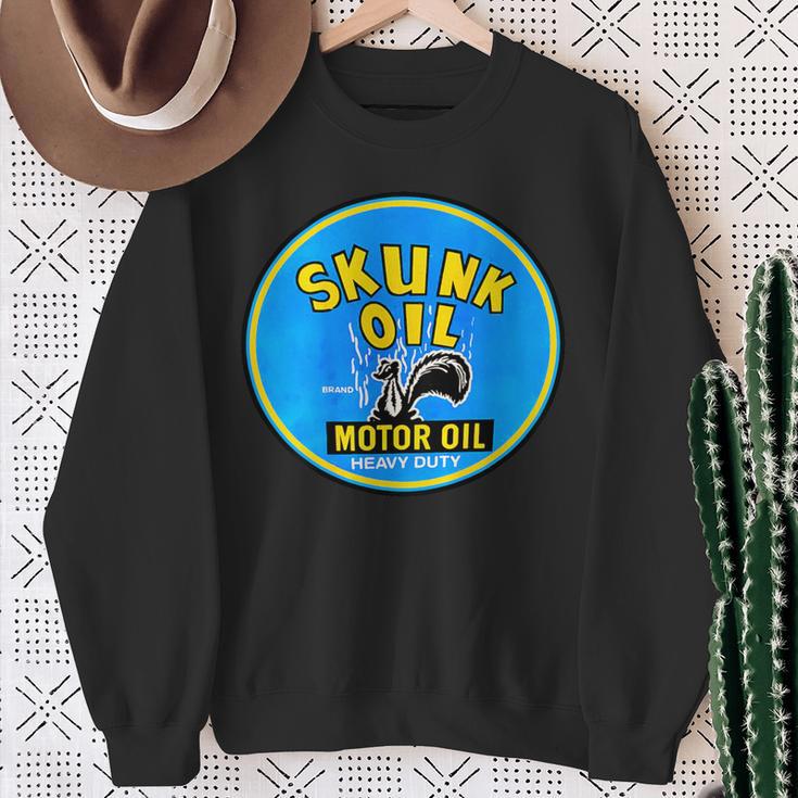 Back Only Retro Vintage Gas Station Skunk Oil Motor Oil Sweatshirt Gifts for Old Women