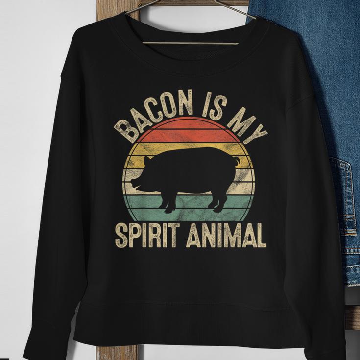 Bacon Is My Spirit Animal Retro Bbq Costume Pork Grill Sweatshirt Gifts for Old Women