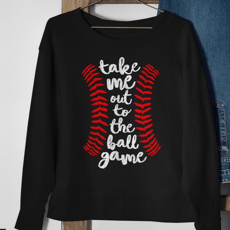 Take Me Out Ball Game Baseball Song Red Blue Black Sweatshirt Gifts for Old Women