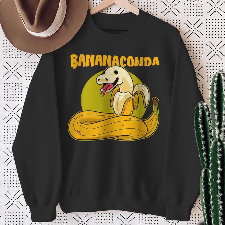 Bananaconda Snake With Banana Pyjamas Anaconda Python Sweatshirt Gifts for Old Women