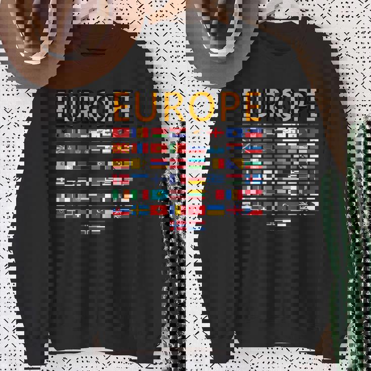 Banderas De Europa Europaiajes Mundial Geografía País Banderas Sudadera Camisa de entrenamiento Regalos para ancianas