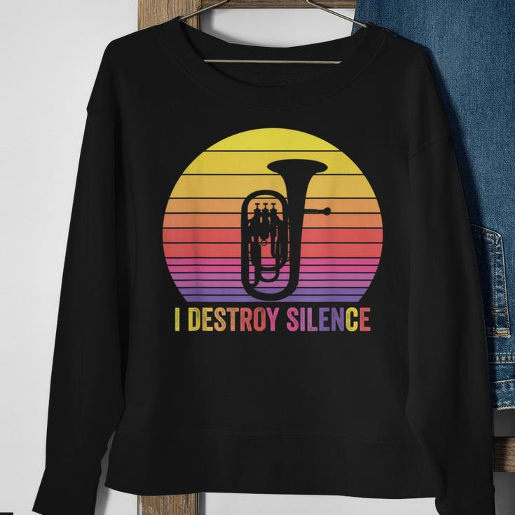 Baritone Retro Vintage I Destroy Silence Euphonium Sweatshirt Gifts for Old Women
