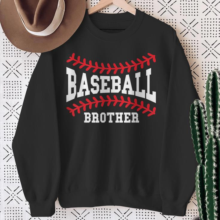 Baseball Brother Laces Little League Big Bro Matching Family Sweatshirt Gifts for Old Women