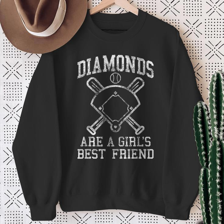 Baseball Girls Diamonds Are A Girls Best Friend Baseball Sweatshirt Gifts for Old Women