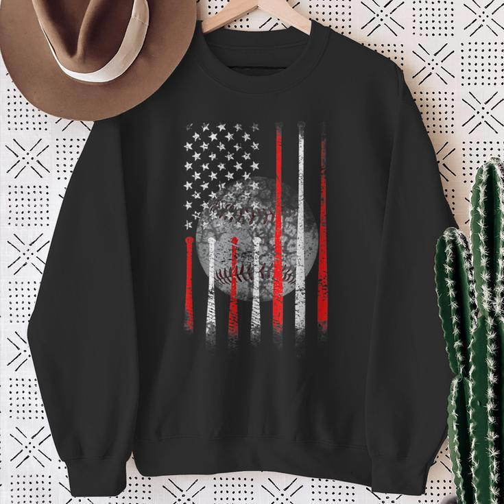 Baseball Usa Flag American Flag Patriotic Sweatshirt Gifts for Old Women