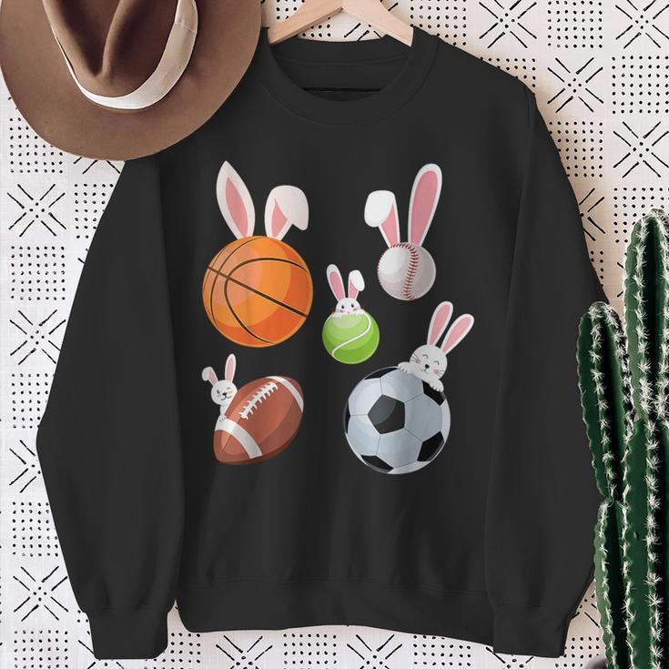 Basketball Baseball Football Soccer Sports Easter Bunny Sweatshirt Gifts for Old Women