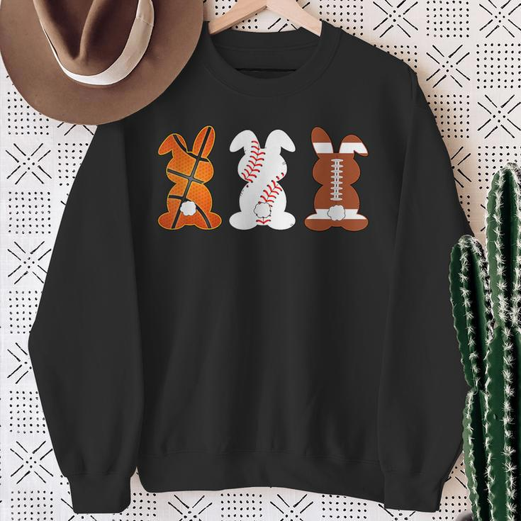 Basketball Baseball Football Sports Easter Bunny Rabbits Sweatshirt Gifts for Old Women