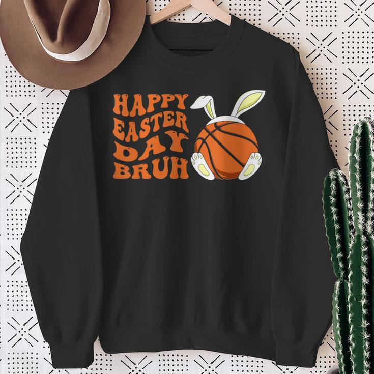 Basketball Easter Rabbit Bunny Happy Easter Day Bruh Sweatshirt Gifts for Old Women