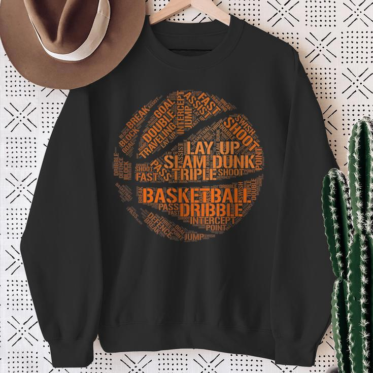 Basketball Terms Motivational Word Cloud Boys Girls Sweatshirt Gifts for Old Women