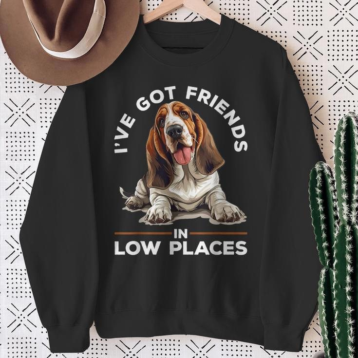 Basset Hound Dog Breed I've Got Friends In Low Places Sweatshirt Gifts for Old Women