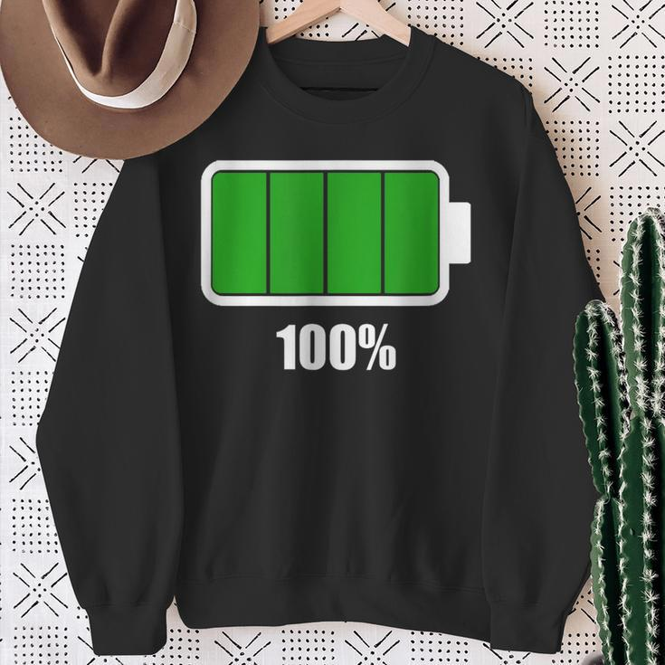 Battery 100 Battery Fully Charged Battery Full Sweatshirt Gifts for Old Women