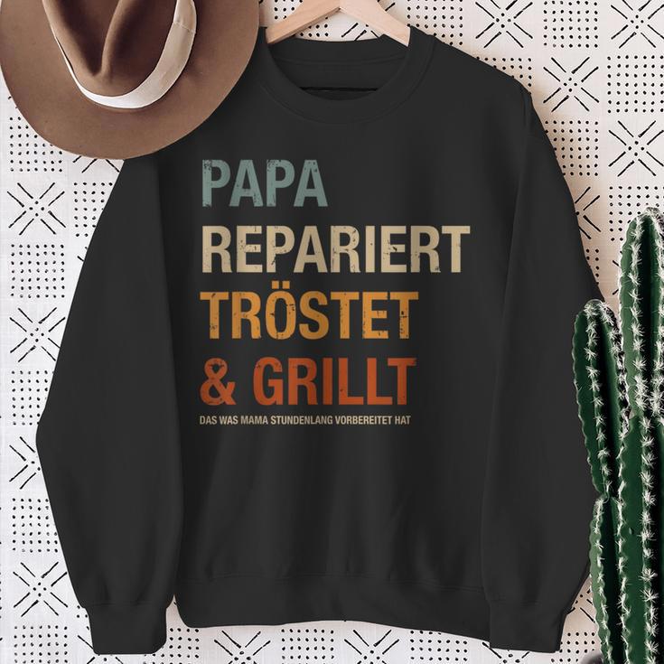 Bbq Papa Repariert Komöstet Und Grillt For Dad Sweatshirt Geschenke für alte Frauen