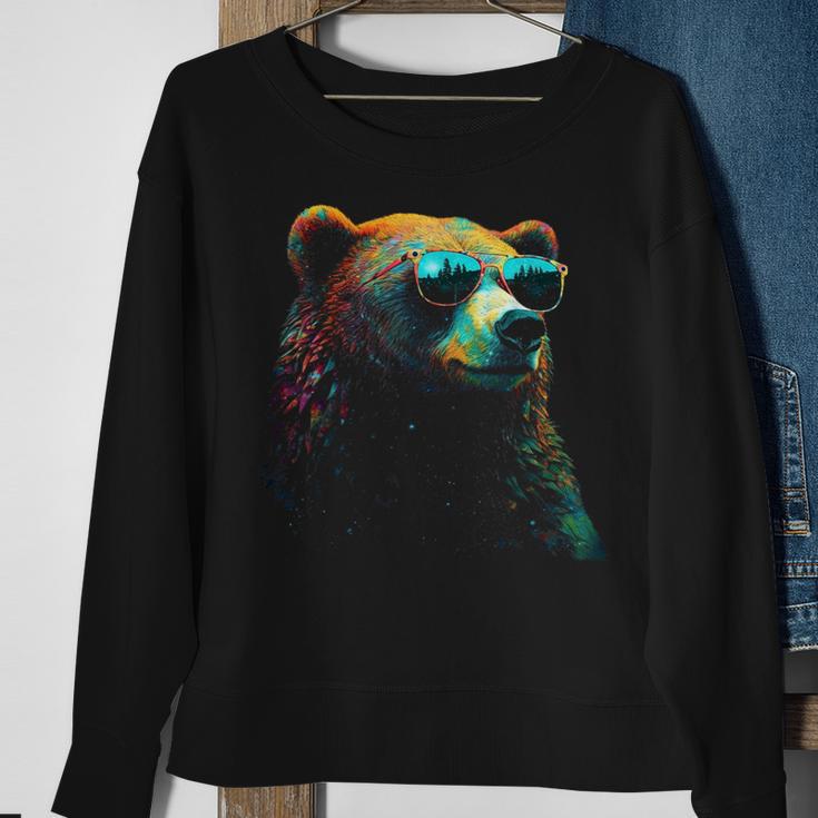 Bear Sunglasses Animal Colourful Forest Animals Bear Sweatshirt Gifts for Old Women