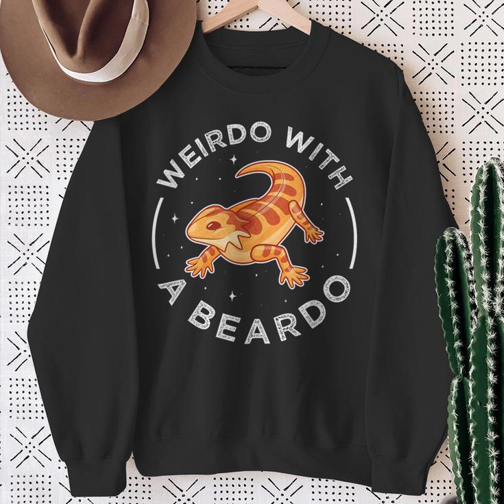 Beardie Lizard Puns Weirdo With A Beardo Bearded Dragon Sweatshirt Gifts for Old Women