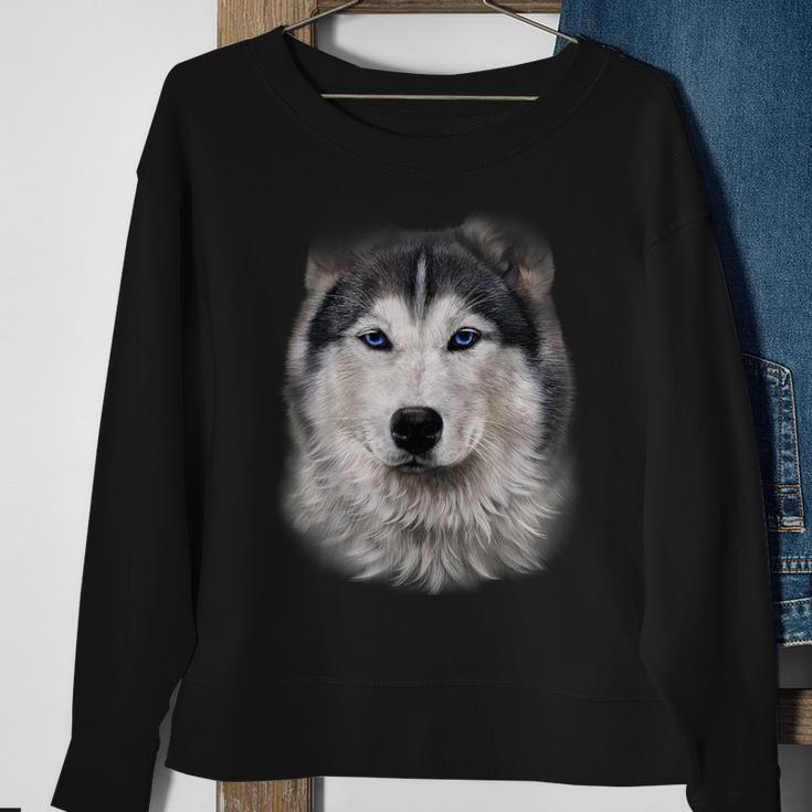 Beautiful Siberian Husky Dog Face Sweatshirt Gifts for Old Women