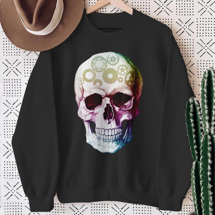 Beautiful Steampunk Multicolor Gear Skull Sweatshirt Gifts for Old Women