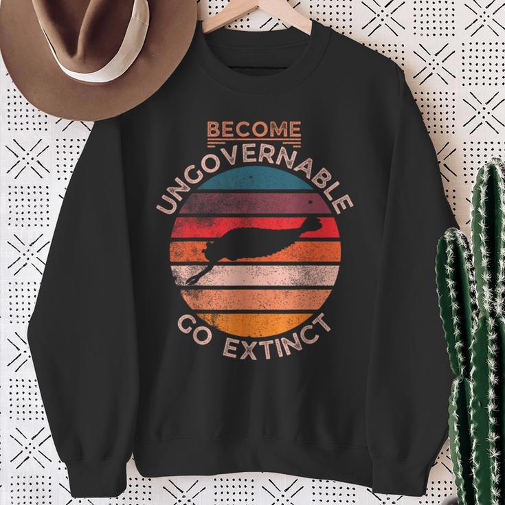 Become Ungovernable Go Extinct Opabinia Prehistoric Fish Sweatshirt Gifts for Old Women