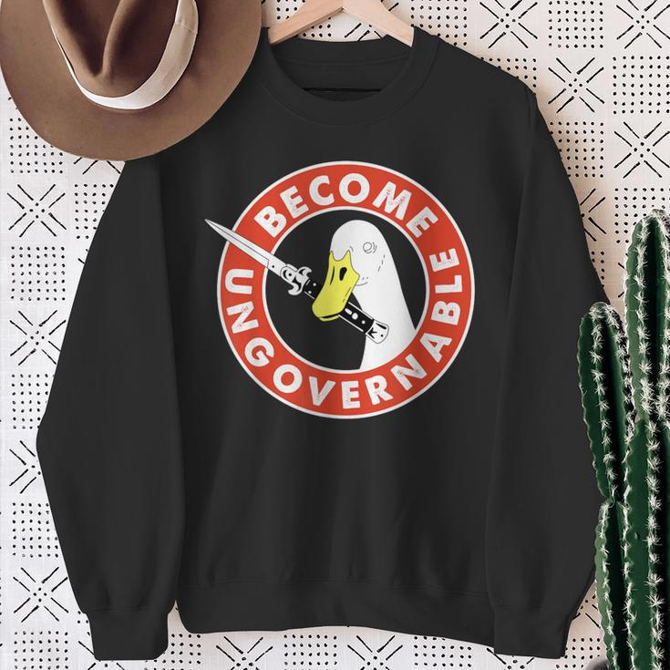 Become Ungovernable Goose Knife Quote Sweatshirt Gifts for Old Women