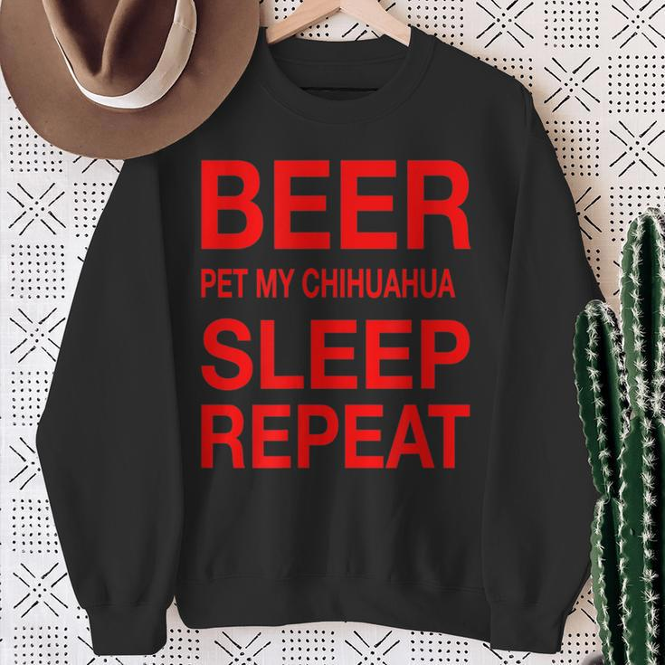 Beer Pet Chihuahua Sleep Repeat Red CDogLove Sweatshirt Gifts for Old Women
