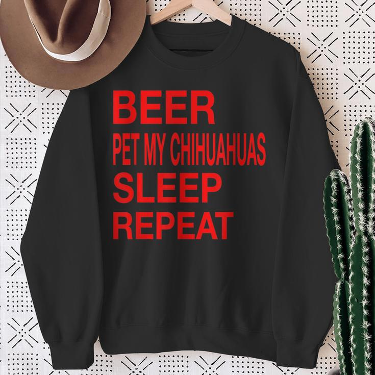 Beer Pet Chihuahuas Sleep Repeat Red LDogLove Sweatshirt Gifts for Old Women