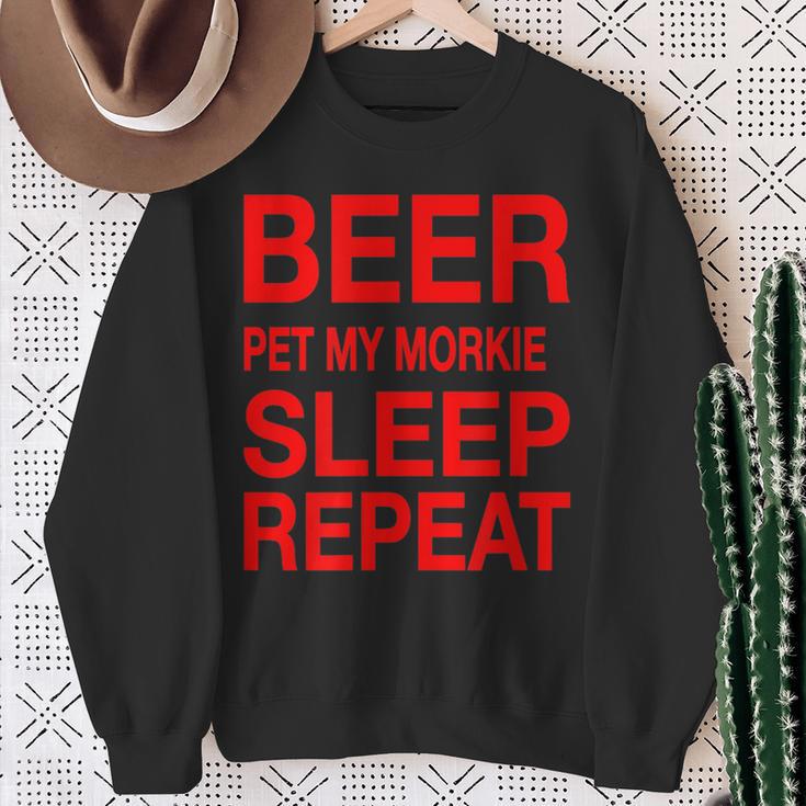 Beer Pet Morkie Sleep Repeat Red CDogLove Sweatshirt Gifts for Old Women