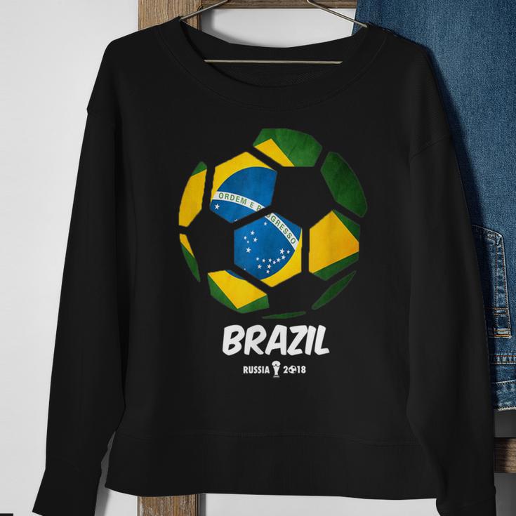 Best Brazil Soccer Ball Flag Brazilian Futbol Fan Sweatshirt Gifts for Old Women