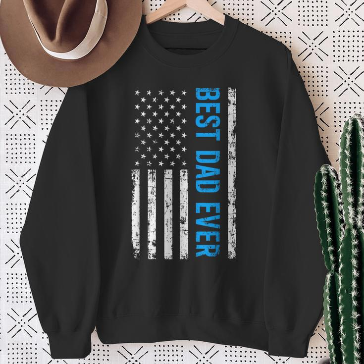 Best Dad Ever With Us Flag American Fathers Day Sweatshirt Gifts for Old Women