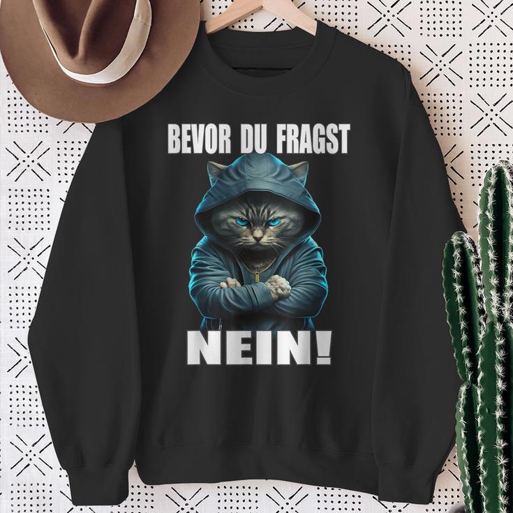 Bevor Du Fragst Nein Provokante Ironie Cat Sweatshirt Geschenke für alte Frauen