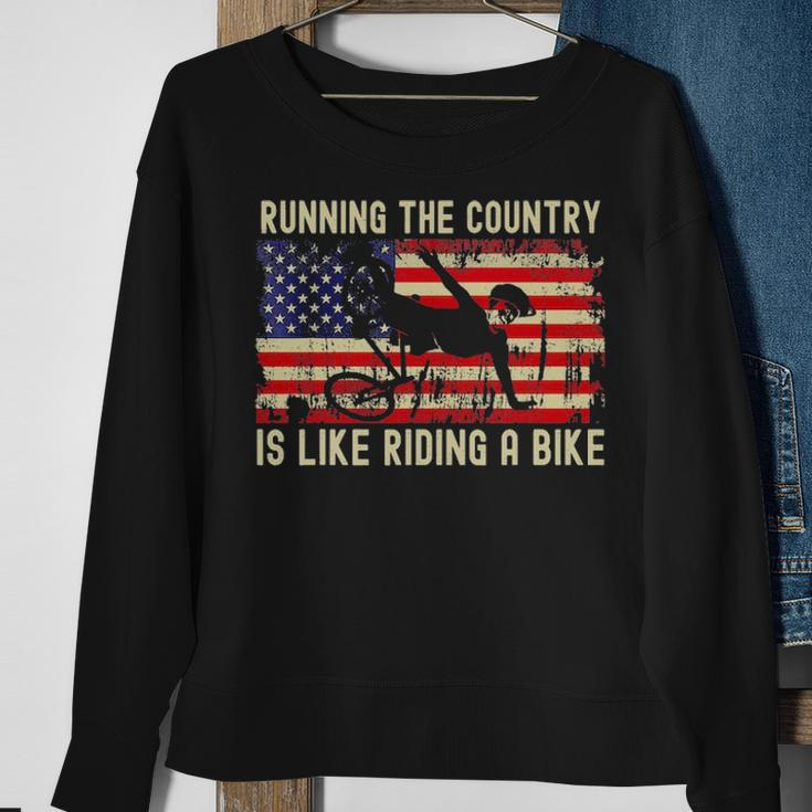 Biden Bike Bicycle Running The Country Is Like Riding A Bike Sweatshirt Gifts for Old Women